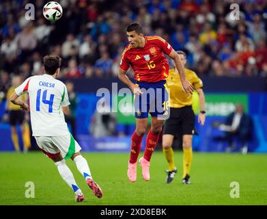 Der Spanier Rodri während des Gruppenspiels der UEFA Euro 2024 in der Arena AufSchalke in Gelsenkirchen. Bilddatum: Donnerstag, 20. Juni 2024. Stockfoto