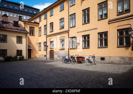 Stadtblock Knäppingsborg in Norrköping. Norrköping ist eine historische Industriestadt und der Stadtblock war im 18. Jahrhundert eine Snusfabrik Stockfoto