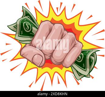 Money Cash Fist Hand Comic Pop Art Cartoon Stock Vektor