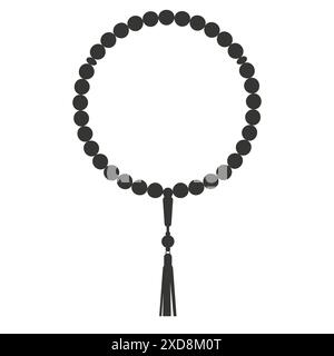 Islamische Rosenkranz Perlen. Gebetsschmuck für Meditation. Muslimisches religiöses Symbol. Vektordarstellung auf weißem Hintergrund isoliert. Stock Vektor