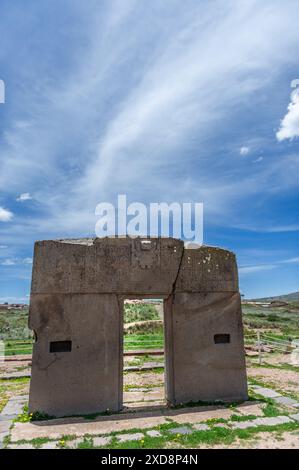 Tor der Sonne in tiwanaku bolivien Stockfoto