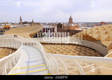 Sevilla, Andalusien, Spanien, Metropol Parasol, Setas de Sevilla, Architektur, Holz, Aussichtspunkt von Sevilla Stockfoto