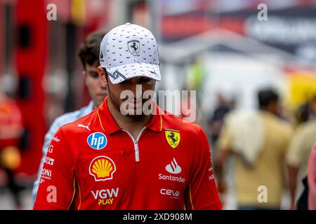 Montmelo, Spanien, 21. Juni 2024, Carlos Sainz, aus Spanien, tritt für Ferrari an. Der Aufstand, Runde 10 der Formel-1-Meisterschaft 2024. Quelle: Michael Potts/Alamy Live News Stockfoto