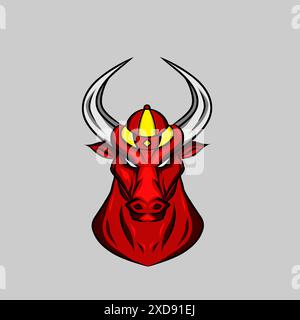 Wildochsen Büffel Kuhbullen chinesisches Sternzeichen Logo Maskottchen auf dem Mondneujahr Stock Vektor
