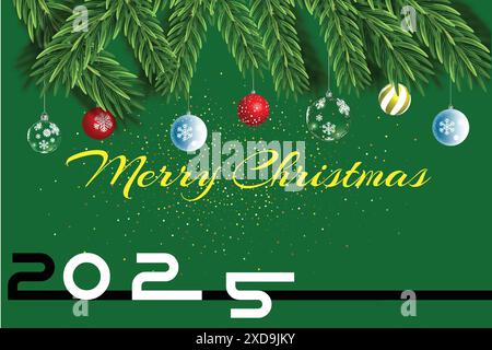 Frohe Weihnachten und Happy New Year 2025 moderner Hintergrund Stock Vektor
