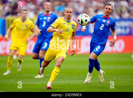 Der Ukrainer Mykhailo Mudryk während des Gruppenspiels der UEFA Euro 2024 in der Düsseldorfer Arena in Düsseldorf. Bilddatum: Freitag, 21. Juni 2024. Stockfoto