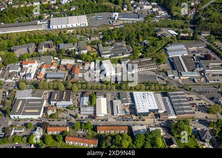 Luftaufnahme, Stahlkontor Preußer Straße, Christian-Rohlfs-Gymnasium, Edelstein. Grundschule Geweke, FESH Grundschule - Freie evangelische Schule Hagen, Hasp Stockfoto