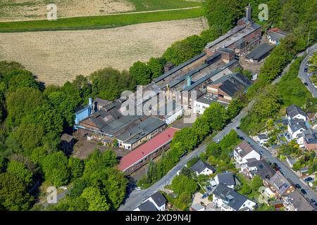 Luftaufnahme, geplante Wohnsiedlung auf dem Gelände der Eisenwerk R. und C.R. lange GmbH Geweke, Haspe, Hagen, Ruhrgebiet, Nordrhein-Westfalen, Stockfoto