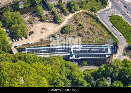 Luftaufnahme, denkmalgeschützte alte Funcke und Hueck Hagen Schraubenfabrik an der Ennepe, Umbau in einen Gesundheitscampus, Plessenstraße, Altenhagen, Hagen, Stockfoto