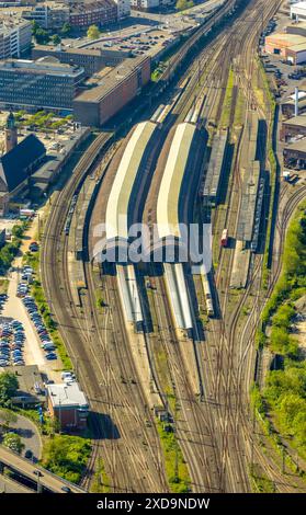 Luftaufnahme, Hagen Hauptbahnhof und Bahnsteige, Deutsche Bahn AG, Zentrum, Hagen, Ruhrgebiet, Nordrhein-Westfalen, Deutschland, Hauptbahnhof, Pla Stockfoto