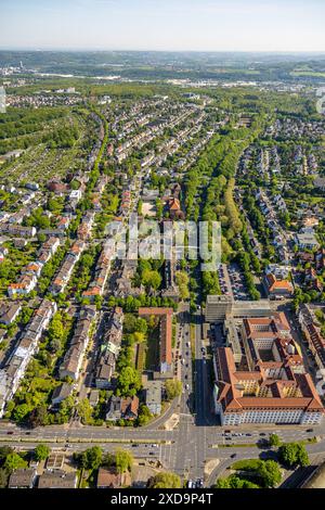 Luftaufnahme, Amtsgericht und Amtsgericht, JVA Hagen Justizvollzugsanstalt, Wohngebiet, Wohnsiedlung Saarlandstraße mit baumgesäumter Allee, Stockfoto