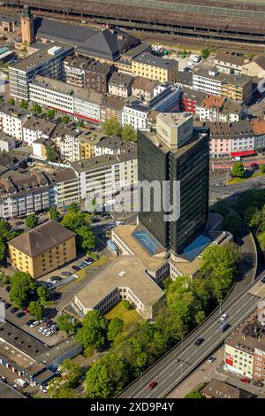 Luftaufnahme, Arbeitsagentur Hochhaus, Innenstadt, Hagen, Ruhrgebiet, Nordrhein-Westfalen, Deutschland, Luftbild, Arbeitsagentur, High Stockfoto