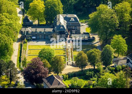 Luftansicht, Hohenhof - Jugendstilvilla Osthaus Museum, Hagener Impuls, Park, EMST, Hagen, Ruhrgebiet, Nordrhein-Westfalen, Deutschland, Luftbild, Stockfoto