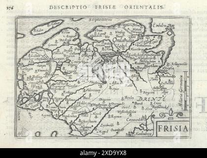 Friesland von Bertius/Langenes. Friesland, Groningen Und Drenthe. Niederlande 1603 Karte Stockfoto