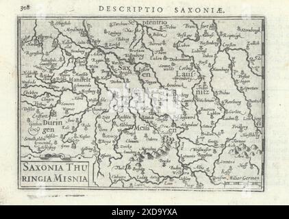 Saxonia Thüringen Misnia von Bertius/Langenes. Sachsen Thüringen Meissen 1603 Karte Stockfoto