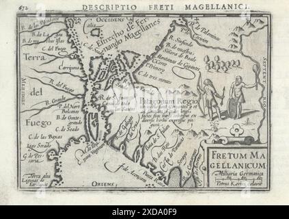 Freto Magellanicum von Bertius. Magellan-Straße. Feuerland 1603 alte Karte Stockfoto