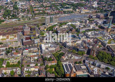 Aus der Vogelperspektive, City, Westentor Königswall Bundesstraße B54, Dortmund U Zentrum, Moxy Dortmund City Hotel, Harenberg City Center und Dortmund Central Sta Stockfoto