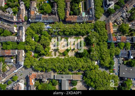 Luftaufnahme, grüne Lunge Nordmarkt mit Bäumen und Gärten, Nordmarkt, Dortmund, Ruhrgebiet, Nordrhein-Westfalen, Deutschland, Architektur, Bäume, Erde r Stockfoto