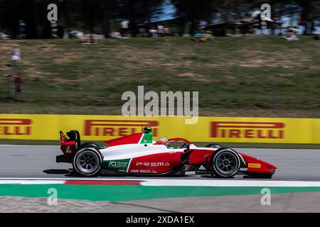 04 ANTONELLI Andrea Kimi (ita), Prema Racing, Dallara F2 2024, Action während der 6. Runde der FIA Formel 2 Meisterschaft 2024 vom 21. Bis 23. Juni 2024 auf dem Circuit de Barcelona-Catalunya, in Montmeló, Spanien - Foto Xavi Bonilla / DPPI Stockfoto