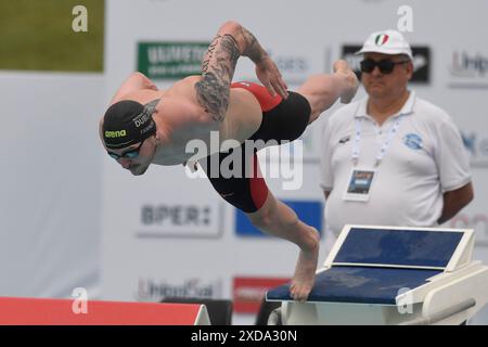 Roma, Italien. Juni 2024. Thomas Fannon aus Irland tritt am 21. Juni 2024 bei den 50 m hohen Butterfly Men Heats während des 60. Settecolli Schwimmtreffens im stadio del Nuoto in Rom (Italien) an. Quelle: Insidefoto di andrea staccioli/Alamy Live News Stockfoto