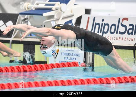 Roma, Italien. Juni 2024. Tessa Giele aus den Niederlanden tritt beim 60. Settecolli Schwimmtreffen im stadio del Nuoto in Rom (Italien) am 21. Juni 2024 in den 50-m-Backstroke Women Heats an. Quelle: Insidefoto di andrea staccioli/Alamy Live News Stockfoto