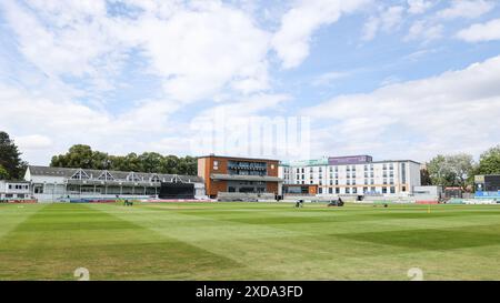 Worcester, Großbritannien. Juni 2024. Eine allgemeine Ansicht des Bodens vor dem Spiel von Vitality T20 Blast zwischen Worcestershire Rapids und Birmingham Bears in der New Road, Worcester, Großbritannien am 21. Juni 2024. Foto von Stuart Leggett. Nur redaktionelle Verwendung, Lizenz für kommerzielle Nutzung erforderlich. Keine Verwendung bei Wetten, Spielen oder Publikationen eines einzelnen Clubs/einer Liga/eines Spielers. Quelle: UK Sports Pics Ltd/Alamy Live News Stockfoto