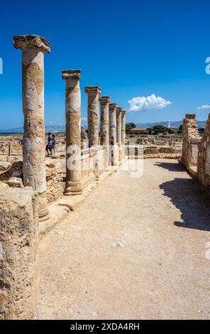 Kolonnade, hellenistisches Haus, archäologische Stätte von Nea Paphos, Zypern Stockfoto