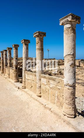 Kolonnade, hellenistisches Haus, archäologische Stätte von Nea Paphos, Zypern Stockfoto