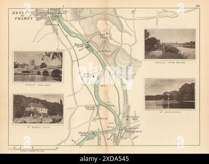 THEMSE - Wargrave - Henley-on-Thames. Marsh Lock. VERSPOTTEN SIE 1887 alte Karte Stockfoto