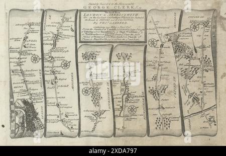 London - Beaconsfield - High Wycombe - Oxford. GARDNER Road Map Nr. 1 1719 Stockfoto