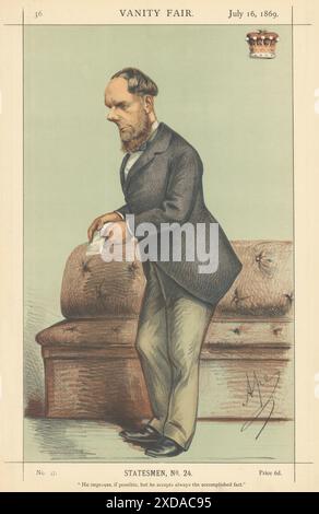 EITELKEIT FAIR SPIONAGE CARTOON Earl Kimberley 'Er verbessert sich, wenn möglich…' 1869-Druck Stockfoto