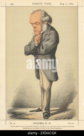 EITELKEIT FAIR SPIONAGE CARTOON Henry Austin Bruce 'Er hat Kredit von… gewonnen' 1869 Stockfoto