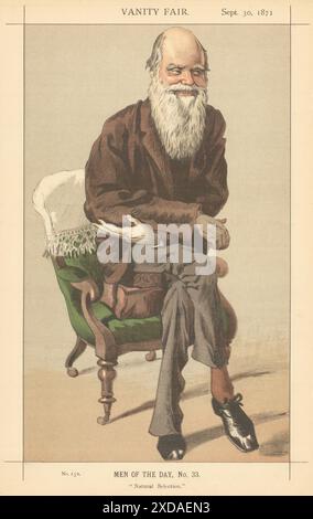 EITELKEIT FAIR SPION CARTOON Charles Darwin 'Natural Selection'. Wissenschaft. Coidé 1871 Stockfoto