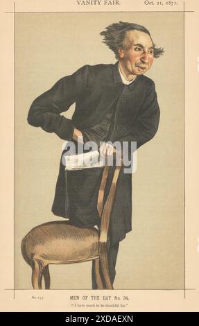 EITELKEIT FAIR SPIONAGE CARTOON Rev Charles Voysey 'Ich habe viel zu danken für' 1871 Stockfoto