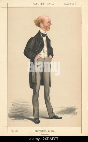 EITELKEIT FAIR SPION CARTOON Thomas Hughes 'Tom Brown' Romanautor. Von Cecioni 1872 Stockfoto