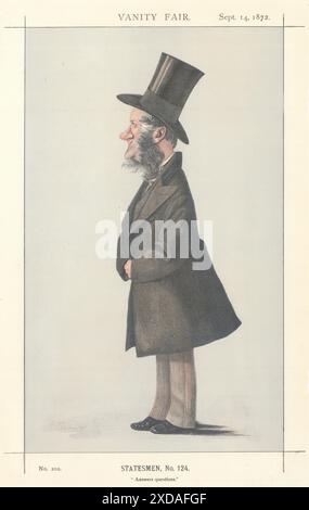 VANITY FAIR SPIONAGE CARTOON Viscount Enfield 'Antworten Fragen' von Cecioni 1872 Stockfoto