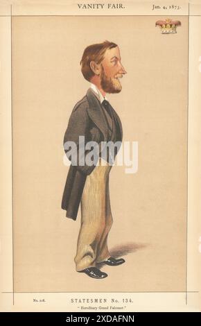 EITELKEIT FAIR SPIONAGE CARTOON der Herzog von St. Albans 'Hereditary Grand Falconer' 1873 Stockfoto