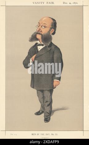 EITELKEIT FAIR SPIONAGE CARTOON Baron Paul Julius Reuter "Telegramme". Reuters News 1872 Stockfoto