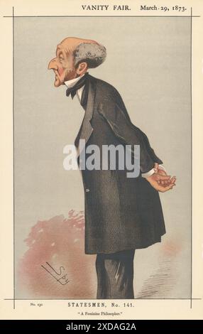 EITELKEIT FAIR SPION CARTOON John Stuart Mill 'A Feminine Philosopher' Literary 1873 Stockfoto