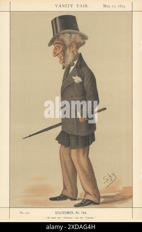 EITELKEIT FAIR SPIONAGE CARTOON John Laird 'Er baute die 'Alabama' & der 'Captain'' 1873 Stockfoto