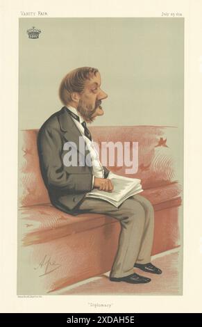 EITELKEIT FAIR SPIONAGE CARTOON James, Earl of Malmesbury 'Diplomacy' Wilts. Ape 1874 Stockfoto