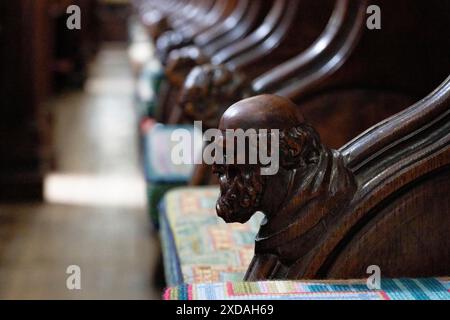 Innenansicht, Detail, Chorbuden, Exeter Kathedrale, Exeter, England, Großbritannien Stockfoto