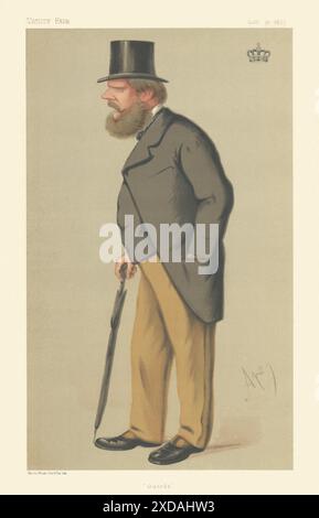 EITELKEIT FAIR SPIONAGE CARTOON Prinz Edward von Sachsen-Weimar "Wachen" Royalty. Ape 1875 Stockfoto