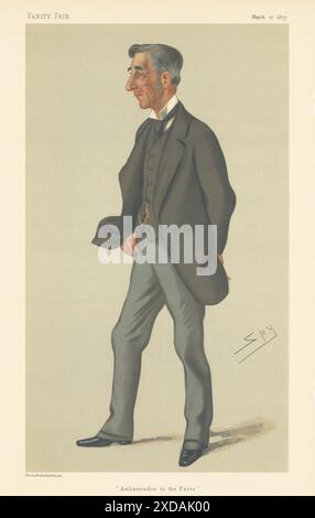 EITELKEIT FAIR SPIONAGE CARTOON Henry Elliot 'Botschafter an der Porte' Türkei 1877 Stockfoto