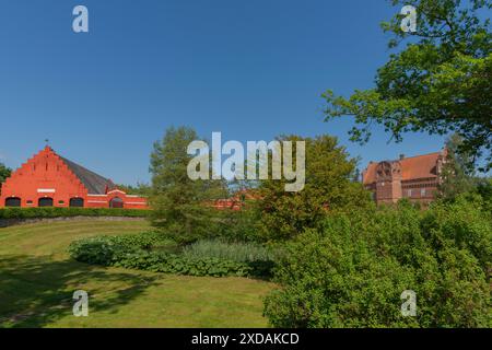 Spätgotisches Herrenhaus Hesselagergaard mit Park, 16. Jahrhundert, Privatbesitz, Fyn, Insel Fünen, Dänemark, Hesselager, Fyn, Insel Fünen Stockfoto