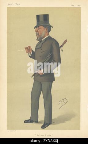 EITELKEIT FAIR SPION CARTOON Admiral Hobart Pasha. Marine. Military 1878 alter Druck Stockfoto