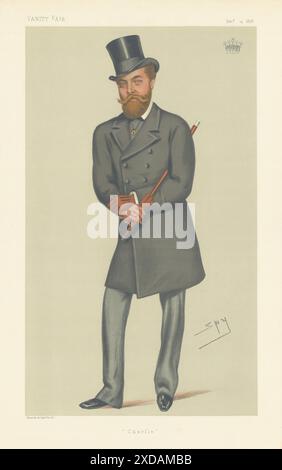 EITELKEIT FAIR SPIONAGE CARTOON der Earl of Dunmore 'Charlie' Schottland 1878 alten Druck Stockfoto