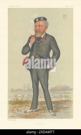 EITELKEIT FAIR SPIONAGE CARTOON Sir Roger William Henry Palmer. Irland 1880 alter Druck Stockfoto