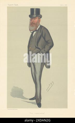 EITELKEIT FAIR SPION CARTOON John Eldon Gorst 'Tory Organisation' Cambs 1880 Print Stockfoto