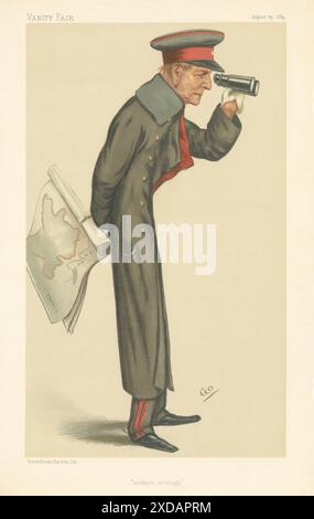 EITELKEIT FAIR SPION CARTOON Graf Helmuth von Moltke 'Moderne Strategie' Deutschland 1884 Stockfoto